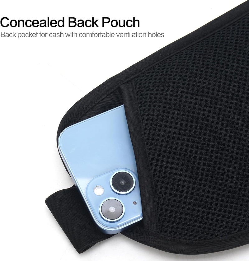 Arouselove Slim RFID Blocking Money Belt for Travel - Anti-Theft Hidden Passport Holder Waist Wallet with Secure Pouch for Cash, Credit Cards & Phone Safe (Black) - Image 5